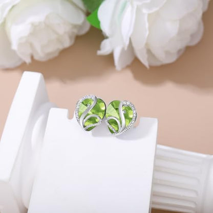Butterfly Heart Birthstone Crystal Stud Earrings for Women S925 Sterling Silver Heart Birthstone Studs Birthday Gifts for Wife Mother Daughter Girlfriend Mom - color: 08-August