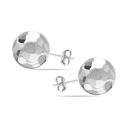 Charmsy 925 Sterling Silver Ball Post Stud Earrings for Women | Round Hammered Lightweight Disco Classic Ball Stud Earring for Women Teen | Sizes 3mm-11mm - style: 8mm-Hammered