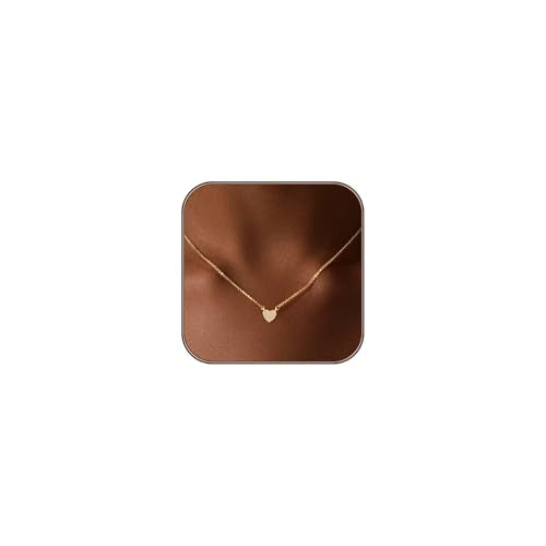 Airmb Heart Necklace for Women Gold/Silver Plated Trendy Heart Choker Lover Pendant Hypoallergenic Fashion Gold/Silver Necklace for Women Love Jewelry Gift for Women Girlfriend - color: Crushed CZ-Gold