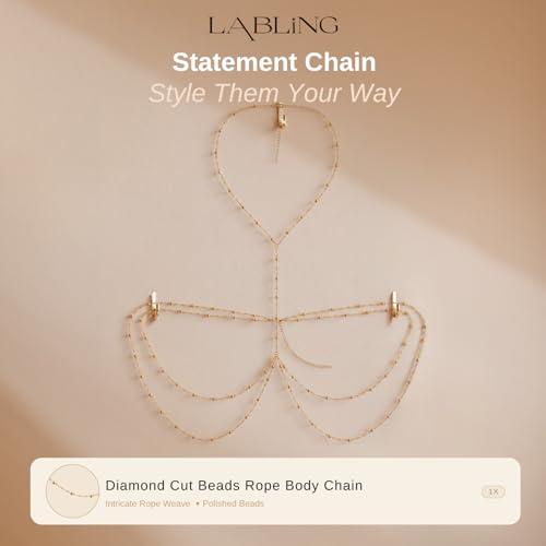 Gold Body Chain for Women | Layered Bikini Belly & Waist Chain Adjustable | Sexy Back Jewelry for Beach Vacation & Parties - color: Style 3