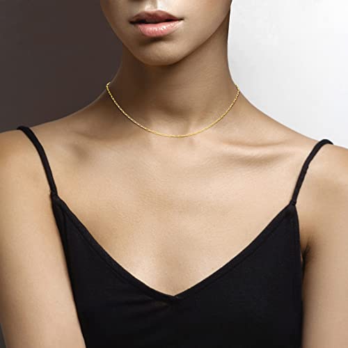 Miabella Italian Solid 925 Sterling Silver, 18Kt Gold Plated 2mm Paperclip Link Chain Necklace for Women, Made in Italy - size: Length 16 Inches, style: yellow-gold-plated-silver