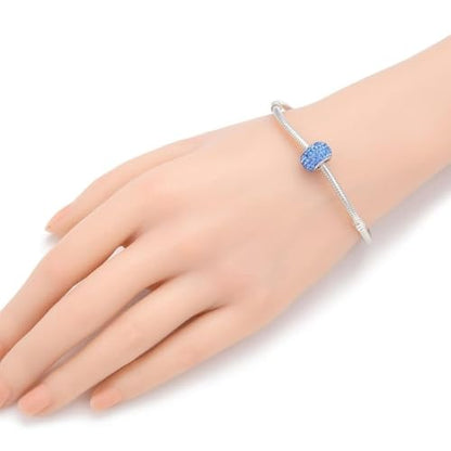 Adabele 1pc Solid 925 Sterling Silver Jan-Dec Birthstone Bead Charm - color: December