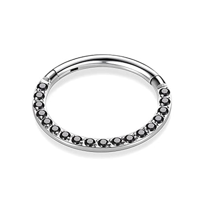 GAGABODY Septum Ring 16 Gauge Earrings Daith Jewelry Surgical Steel Hinged Nose Rings Nose Hoop Cartlidge Earring Hoop Helix Rook Piercing Jewelry - color: Style1:1pc Silver-Black CZ
