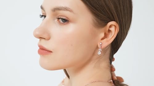 Jewelry Set for Women Bride Bridesmaid Wedding Party Prom Necklace Earrings Bracelet Set Gift for Mother Wife Friend - color: Rose Gold-White