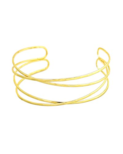 Minimalist Gold Arm Cuff Bracelet Upper Arm Band Cuff Bangle for Women Adjustable Armband Set 6 Pieces - color: 6pc A
