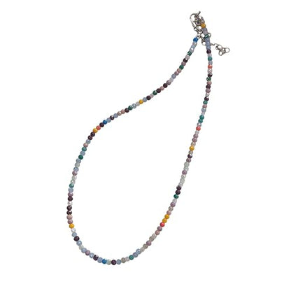 Dainty Colorful Crystal Beaded Chain Adjustable Lightweight Choker Necklace Handmade Bohemian Shiny 3mm Rice Stone Beads Necklace Boho Summer Beach Jewelry for Women - color: mix 2