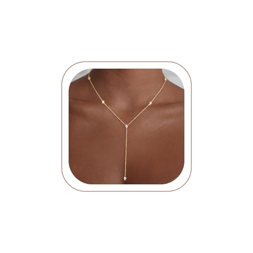 VIROMY Gold Long Y Necklaces for Women Trendy - Dainty Lariat Chain Drop Pendant Necklace for Women Gold Statement Jewelry - color: Y Necklace 04