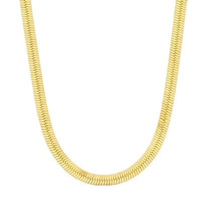 Herringbone Chain Necklace for Women Men 18K Gold Over Italian 925K Stamped Solid Sterling Silver, 3.4mm-5.5mm-7mm-9.4mm-11mm Wide Flat Snake Chain, Made in Italy - size: 18 Inch, style: WIDTH - 9.4MM