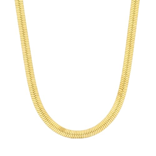 Herringbone Chain Necklace for Women Men 18K Gold Over Italian 925K Stamped Solid Sterling Silver, 3.4mm-5.5mm-7mm-9.4mm-11mm Wide Flat Snake Chain, Made in Italy - size: 18 Inch, style: WIDTH - 9.4MM