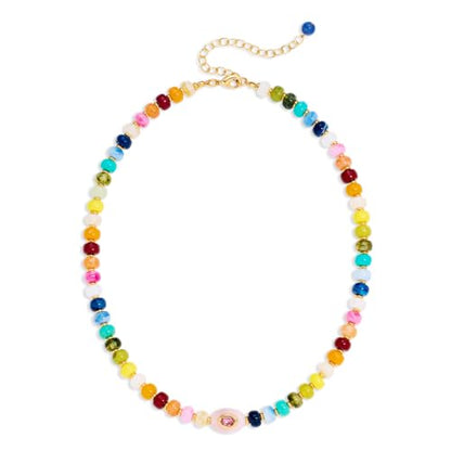 Chunky Beaded Necklace for Women Colorful Bead Choker Necklace Fashion Trendy Summer Boho Bead Statement Necklaces Beach Vocation Holiday Jewelry Gifts - color: Colorful Beaded