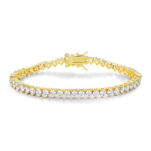 Gemsme 18K White/Yellow Gold Plated 4.0mm Cubic Zirconia Classic Tennis Bracelet 6-9 Inches - color: Gold Plated, size: 8inch