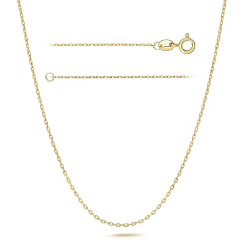 MONA MILANI Gold Necklaces for Women 14K Gold Chain for Women Gold Cable Chain Necklace for Womens Clean Modern and A Little Unexpected Cable Chain for Men Necklaces 14/16/18/20/22/24/26in - size: 18in, style: 1.1mm