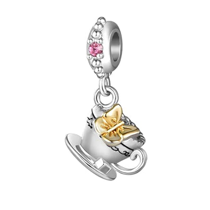 Coffee Charm Compatible with Pandora Charms Bracelets for Women Christmas - style: coffe pink