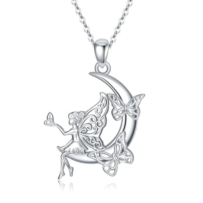 Fairy Gift Necklace/Earrings for Women 925 Sterling Silver Angel Elf Jewelry Gifts for Daughter - color: Necklace-C