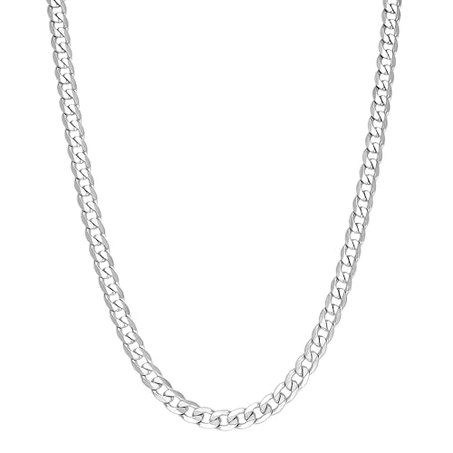 Monily Silver Chain for Men Stainless Steel Curb Chain Necklace Women - size: 16 Inches, style: 6 mm wide