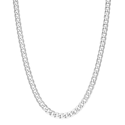 Monily Silver Chain for Men Stainless Steel Curb Chain Necklace Women - size: 16 Inches, style: 6 mm wide