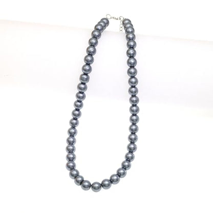 Long Simulated 10mm AAA Pearl Strand Necklace for Women Multicolor Pearl Choker Necklace 1920s Pearl Statement Necklace Costume Jewelry - color: 10mm Grey