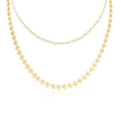 Layered Necklaces for Women 14k Gold Plated Chain Necklace Trendy Dainty Toggle Clasp Chunky Cuban Link Paperclip Chain Jewelry Gift - style: Style 2：Heart Layered Chain