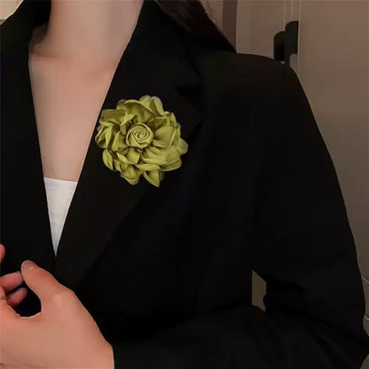 Dainty Fabric Rose Flower Large Brooch Lapel Pins Flower Brooches Pin Classic for Wedding Party Dance Banquet for Women Dress Suit Clothes Accessories Jewelry 100mm - color: Olive Green
