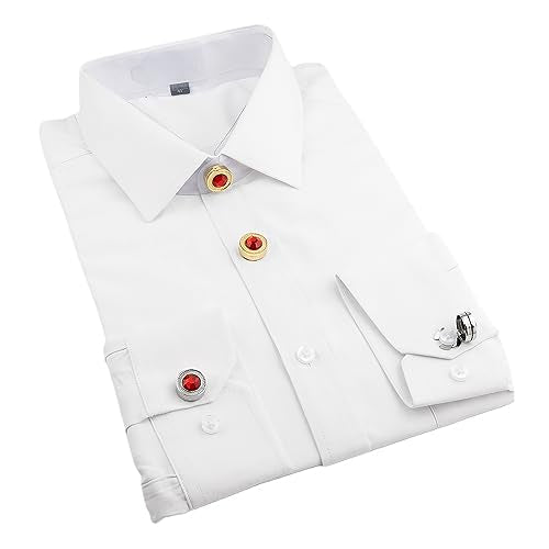 Mens Button Covers Tuxedo Shirt Cufflinks Alternative | Fake cufflinks and alternative fashion jewelry accessories for mens formal business dress shirts suits and groomsmen - color: H Golden red