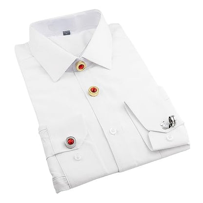 Mens Button Covers Tuxedo Shirt Cufflinks Alternative | Fake cufflinks and alternative fashion jewelry accessories for mens formal business dress shirts suits and groomsmen - color: H Golden red