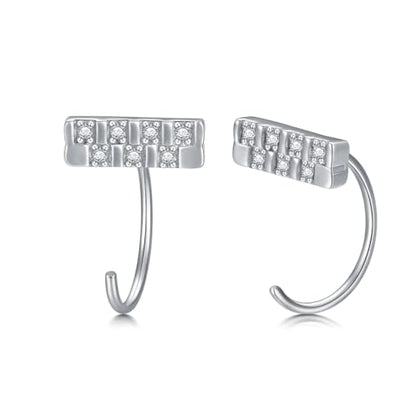925 Sterling Silver Moissanite Huggie Half Hoop Earrings for Women - style: style 6