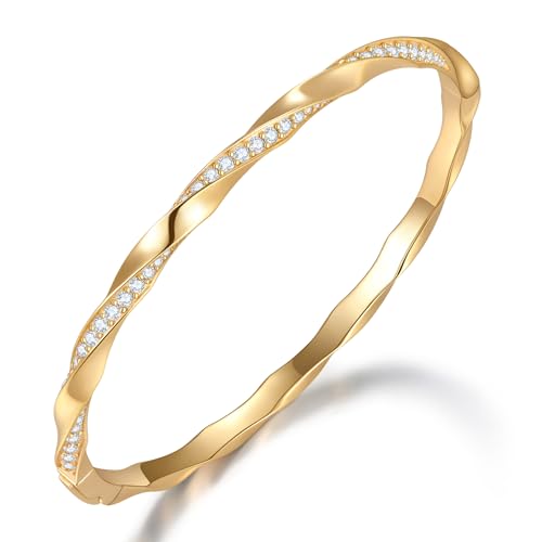 TIMELESSTAR Ideal Gifts Gold Bracelets for Women Hypoallergenic|Premium Moissanite|14K Gold Plated Non Tarnish - color: Yellow Gold+Premium Moissanite
