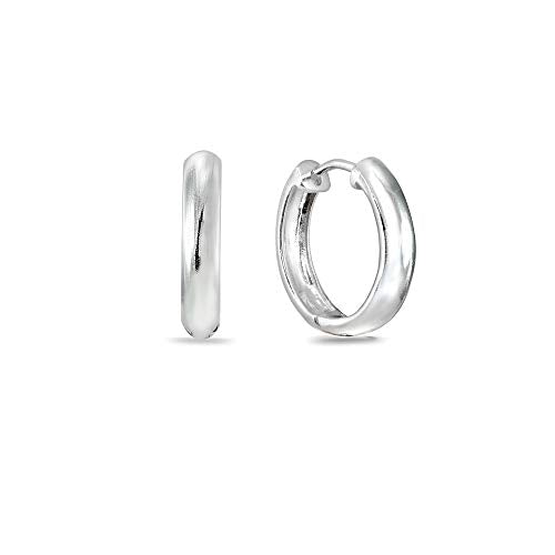 Sterling Silver 16mm Oval Small Hinged Huggie Hoop Earrings, Choose an Option - color: 3x16mm - Silver