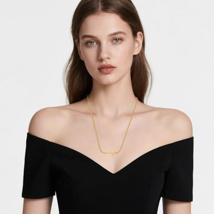 Gold Cross Necklace for Women, 18K Gold Plated Trendy Minimalist Cross Pendant Necklace, Dainty Chain Choker Necklace Faith Jewelry Gift - style: Cross-Shaped