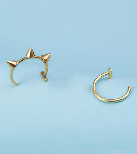 QWALIT Fake Nose Ring Fake Lip Piercing Fake Lip Ring Fake Nose Ring Hoop Fake Snake Bites Fake Lip Piercings Faux Lip Rings Fake Nose Piercing Clip on Nose Ring Spring - color: D3-2 styles-silver/gold