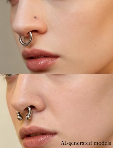 18G-2G Septum Rings 316L Surgical Steel Horseshoe Gauges Earrings Septum Nose Ring Silver Cartilage Helix Tragus Daith Rook Earring Hoop Lip Piercing Jewelry for Women Men - style: 8G(3.0mm)-Dia:12mm