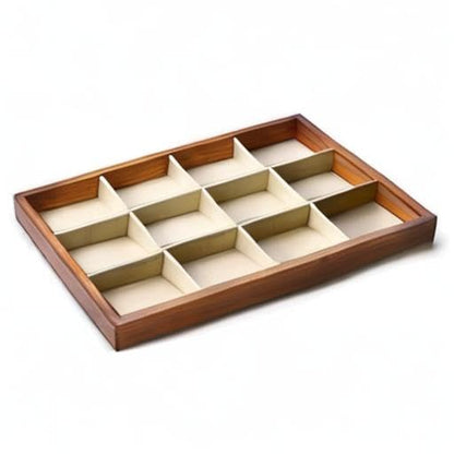 Oirlv Solid Wood Jewelry Tray,Jewelry Drawer Organizer,12 Grid(Cream) | Stackable Design,for Jewelry Necklaces Bracelets and Watches,Organizing and Presentinge Legantly on Dressers&in Dresser - color: Creamy-white 12 grid tray