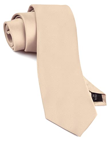 GUSLESON Classic New 3.15"（8cm） Men's Solid Color Necktie Wedding Business Tie + Gift Box - color: Champagne