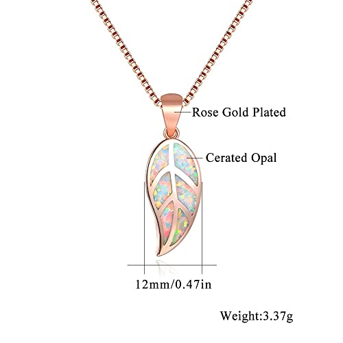 CiNily Opal Leaf/Flower Pendant Necklace for Women Silver Plated Jewelry Gift - color: Pink