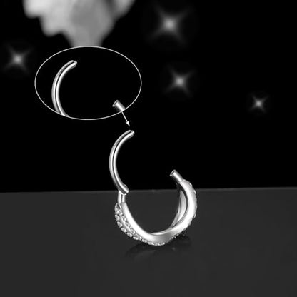 Xpircn ASTM F136 Titanium Double Hoop Septum Click Nose Rings Lip Rook Lobe Tragus Helix Cartilage Daith Conch Earrings Clear CZ Paved Nose Piercing Jewelry for Women Men - color: Double Hoops Gold, size: 16G 8mm