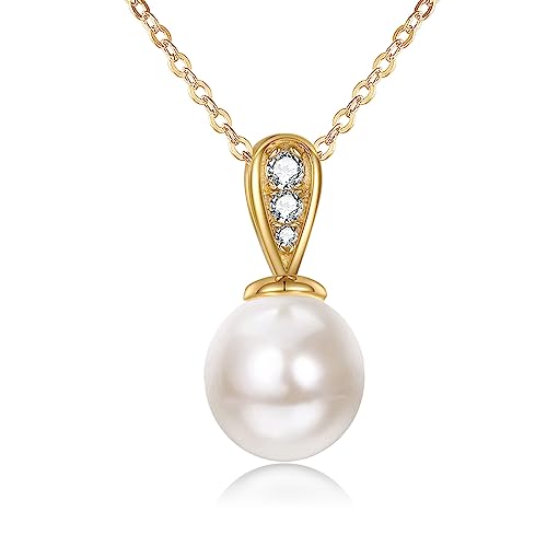 KECHO 14k Gold Pearl Necklace for Women, Freshwater Pearl Pendant Jewelry Wedding Anniversary Birthday Gifts for Her - style: A-Pearl Necklace