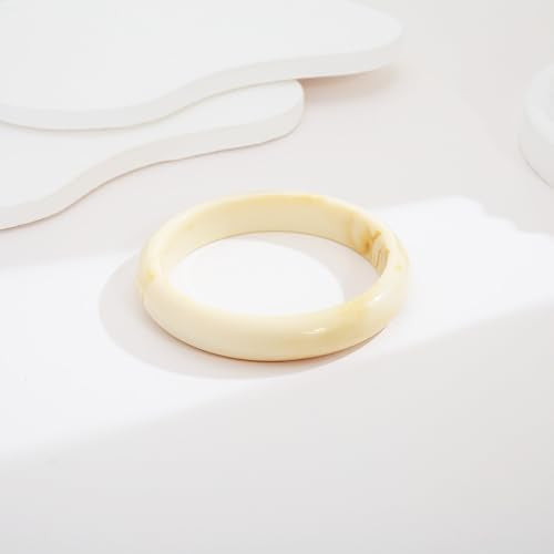 Chunky Acrylic Bangles Bracelets For Women Geometric Acrylic Resin Acetate Mottled Wide Bangle Bracelet Statement Colorful Bangles for Party - color: 01-beige bangle
