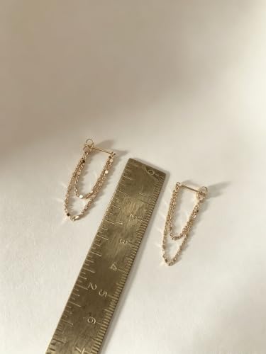 Tassel Earrings for Women Gold Plated Silver Chain Earrings Dainty Minimalist Dangle Drop Studs - color: M-Two Square Chain