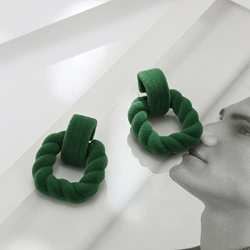 RUOFFETA Rectangle Earrings for Women, Acrylic Square Earrings Twisted Geometric Statement Jewelry - color: Dark Green Velvet