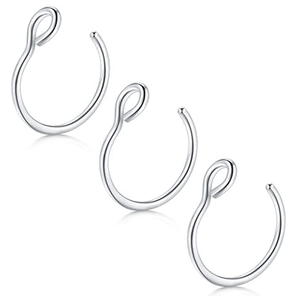 D.Bella Fake Septum Hoop 20G Faux Nose Piercing Hoop Clip on Nose Rings Non Piercing Fake Septum Lip Ear Ring Faux Body Piercing Jewelry for Women Men - color: Color A -silver