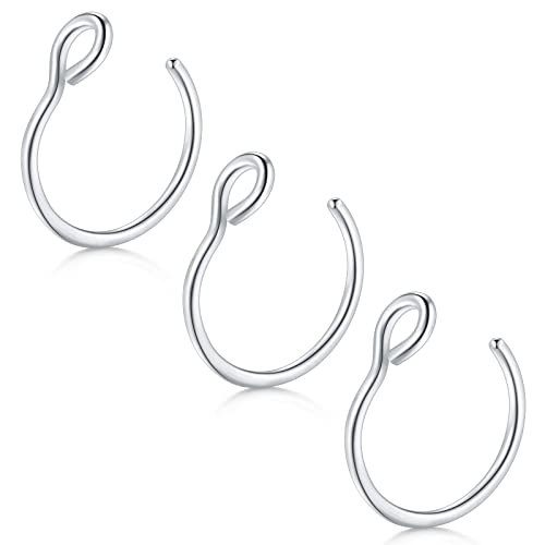 D.Bella Fake Septum Hoop 20G Faux Nose Piercing Hoop Clip on Nose Rings Non Piercing Fake Septum Lip Ear Ring Faux Body Piercing Jewelry for Women Men - color: Color A -silver