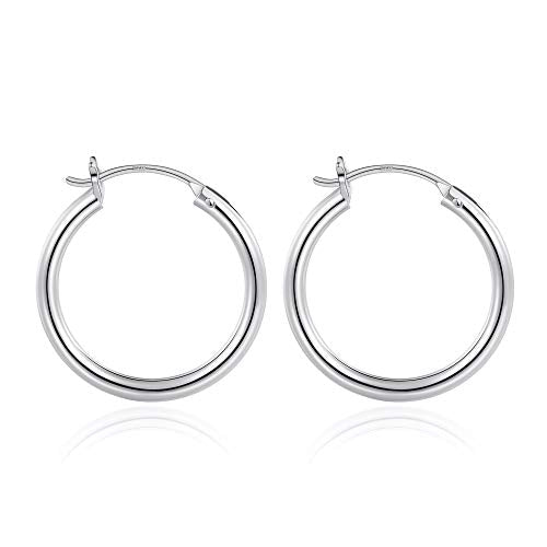 M MOOHAM Hoop Earrings for Women, Hypoallergenic 14K Gold Plated Earrings | Gold Plated Hoop Earrings Set for Sensitive Ears, Earring Stack for Women Trendy, Jewelry Gifts Lightweight 13-60mm - color: 2pcs-20mm-silver-plated