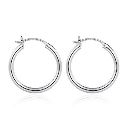 M MOOHAM Hoop Earrings for Women, Hypoallergenic 14K Gold Plated Earrings | Gold Plated Hoop Earrings Set for Sensitive Ears, Earring Stack for Women Trendy, Jewelry Gifts Lightweight 13-60mm - color: 2pcs-20mm-silver-plated