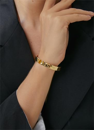 Gold Cuff Bracelets for Women Hammered Irregular Cuff Bracelet Chunky Adjustable Open Bangles Gold Textured Arm Cuff Fashion Jewelry Gifts