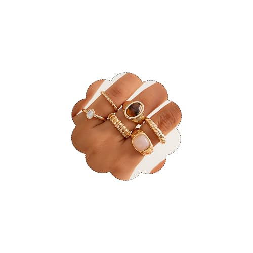 Chunky Gold Rings Set for Women Stacking Finger Knuckle Rings Silver Statement Ring Set Punk Jewelry - style: 187-6pcs
