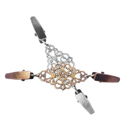 DOITOOL 2pcs Vintage Shawl Cardigan Clips Retro Dress Collar Brooch Pins for Women Silver Antique Bronze Vintage Sweater Cinch Clips for Scarves and Sweaters