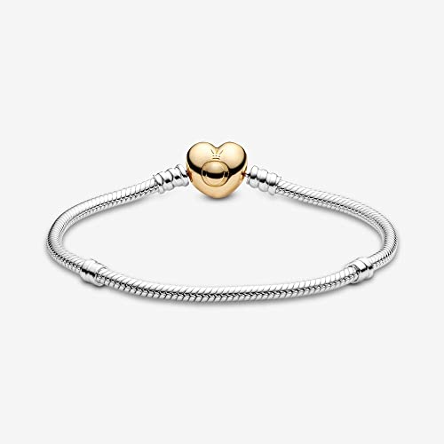 PANDORA Moments Heart Clasp Snake Chain Bracelet - color: Gold