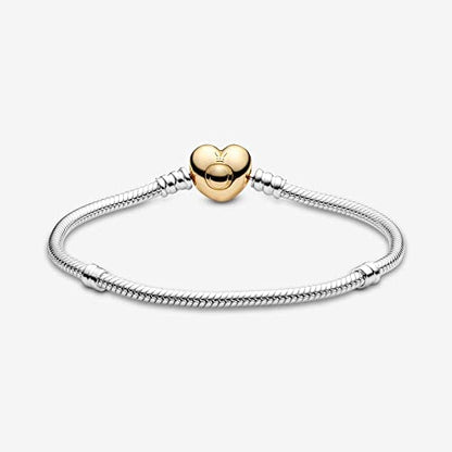 PANDORA Moments Heart Clasp Snake Chain Bracelet - color: Gold