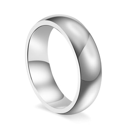 CCBFY 2 MM 4 MM Stainless Steel Ring Jewel Roman Numerals Stackable High Polish Plain Dome Tarnish Resistant Comfort Fit Ring Wedding Band Size 3-15 - color: 6mm - Silver