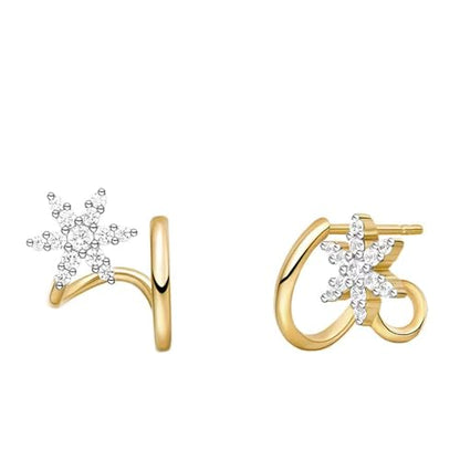 Dainty Gold Huggie Hoop Earrings for Women - 18K Gold Plated Cubic Zirconia Lightweight Mini Double Hoops Earrings for Everyday Wear - style: 2 Pairs Small Hoop